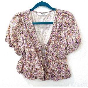 ASTR Floral Blouse - Purple and Pink